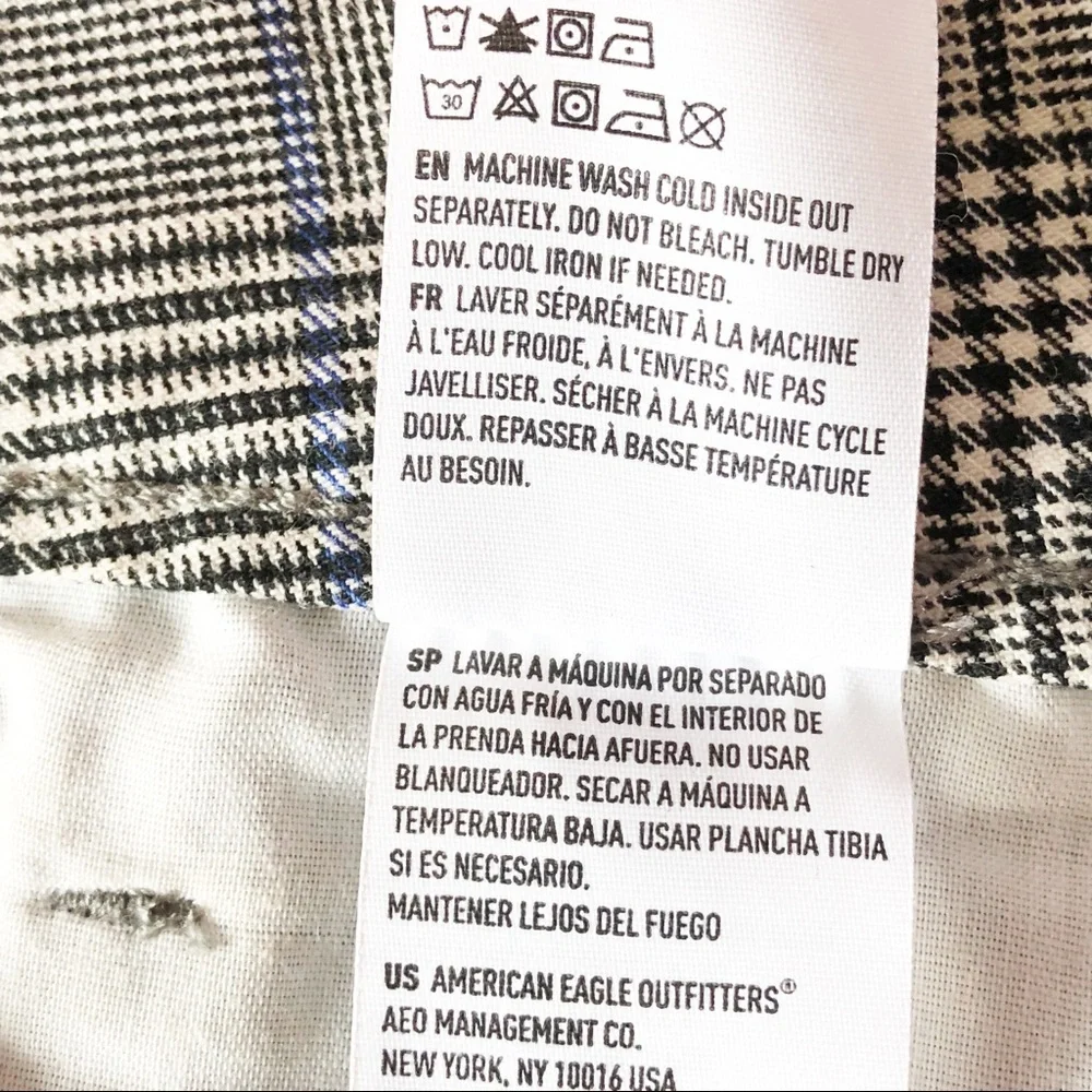 American Eagle Preppy Gray Plaid Super Stretch Hi-Rise Mini Skirt 8